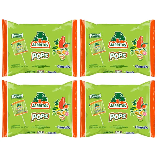 4 Pack - Jarritos Lollipops Mexican Sweet Hard Candy with Natural Fruit Flavors Jarritos